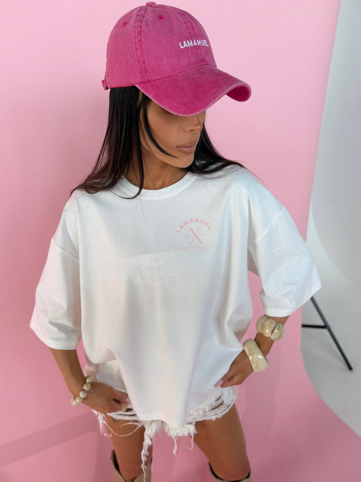Czapka BONDI La Manuel washed pink - obrazek 3