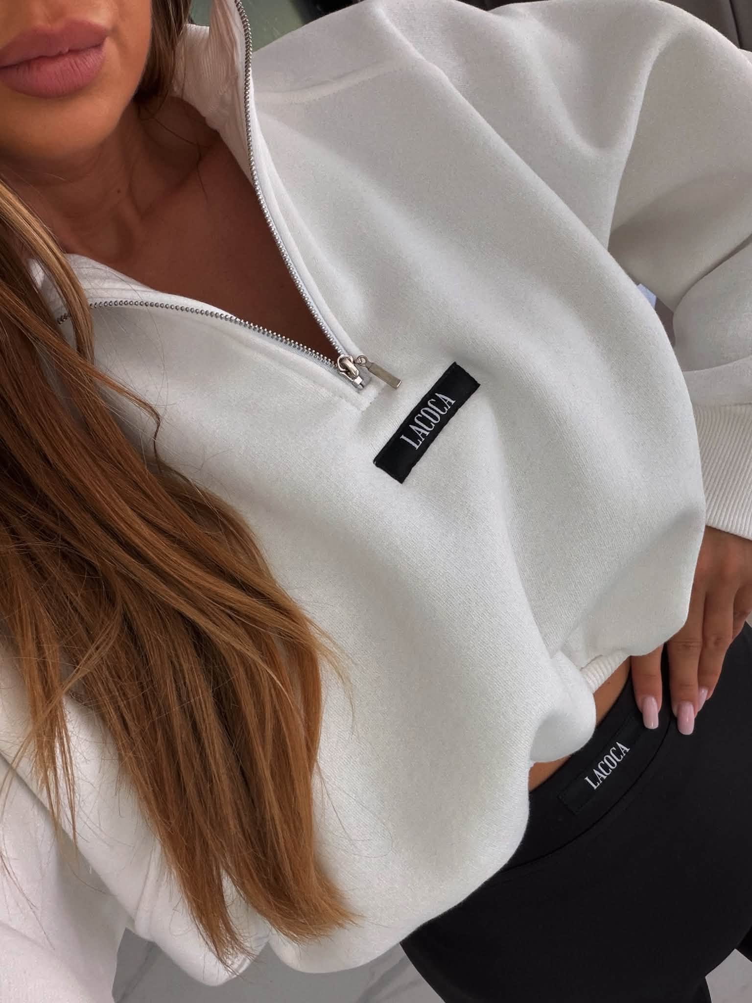 Bluza LOGOTYPE ZIP La Coca ecru - obrazek 2