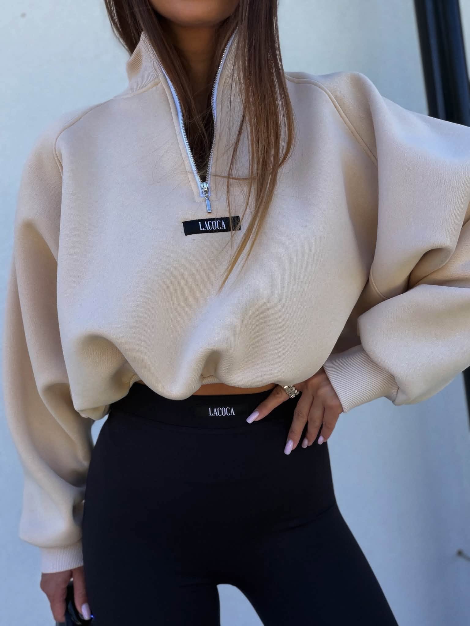 Bluza LOGOTYPE ZIP La Coca beż - obrazek 3