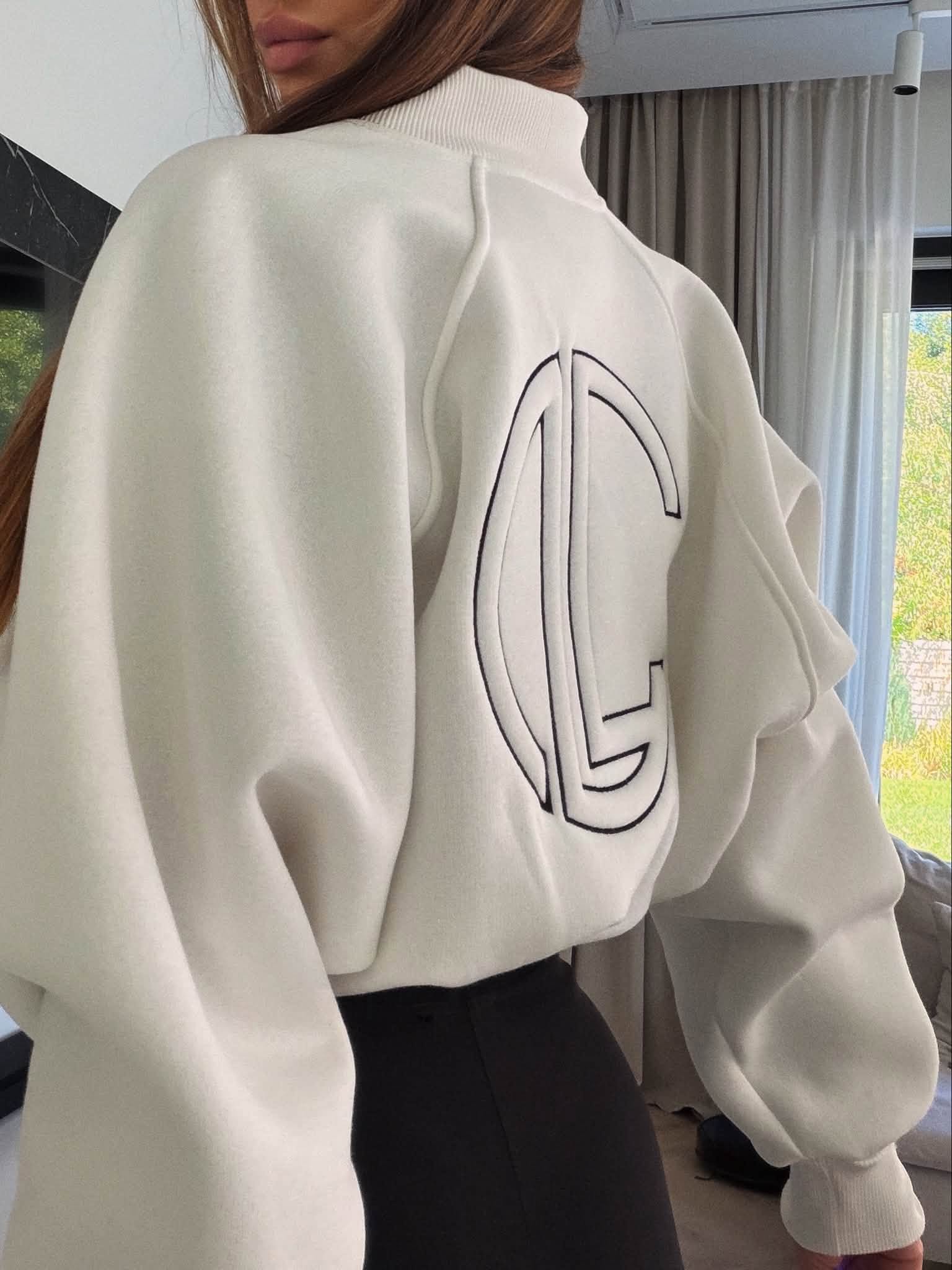 Bluza LOGOTYPE ZIP La Coca ecru - obrazek 3