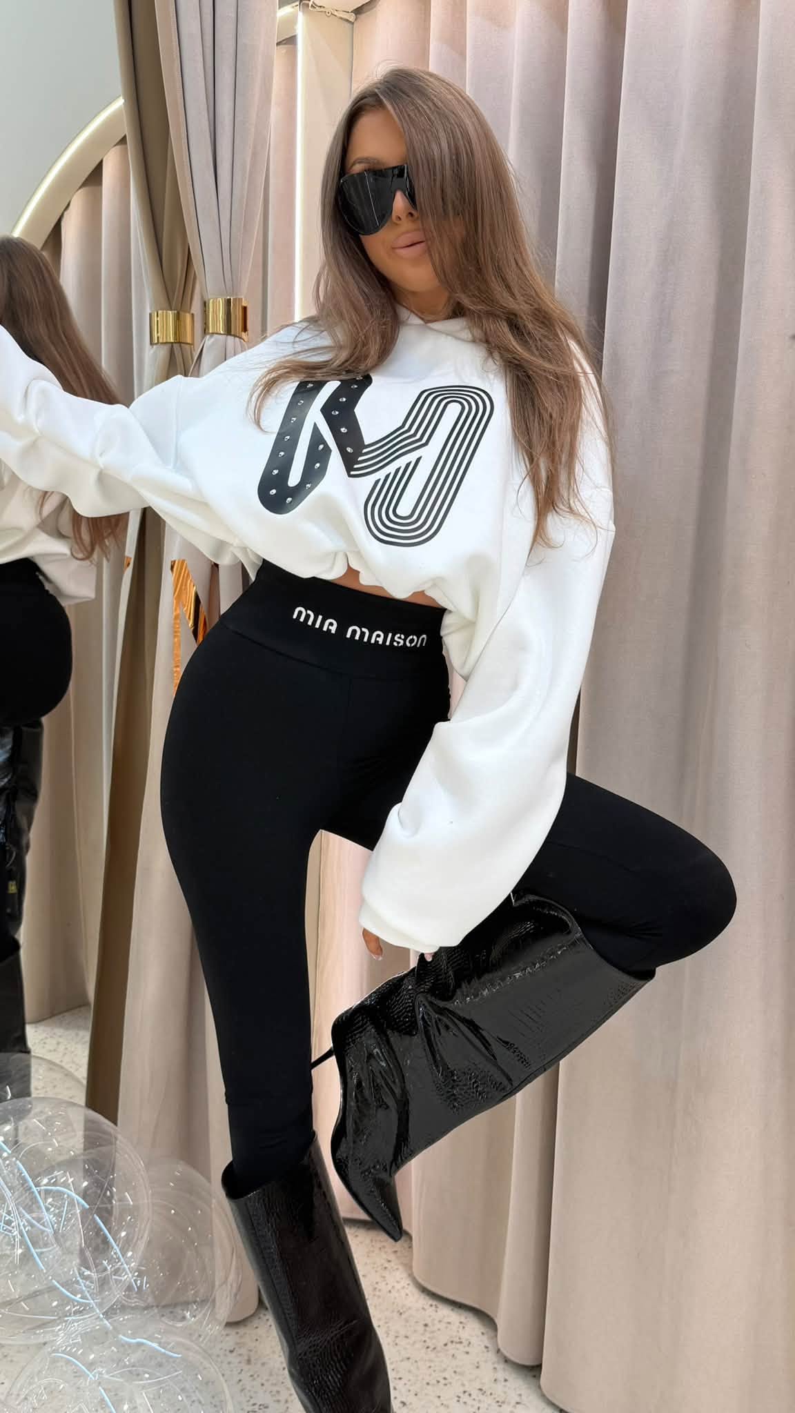 Legginsy prążek Mia Maison czarne