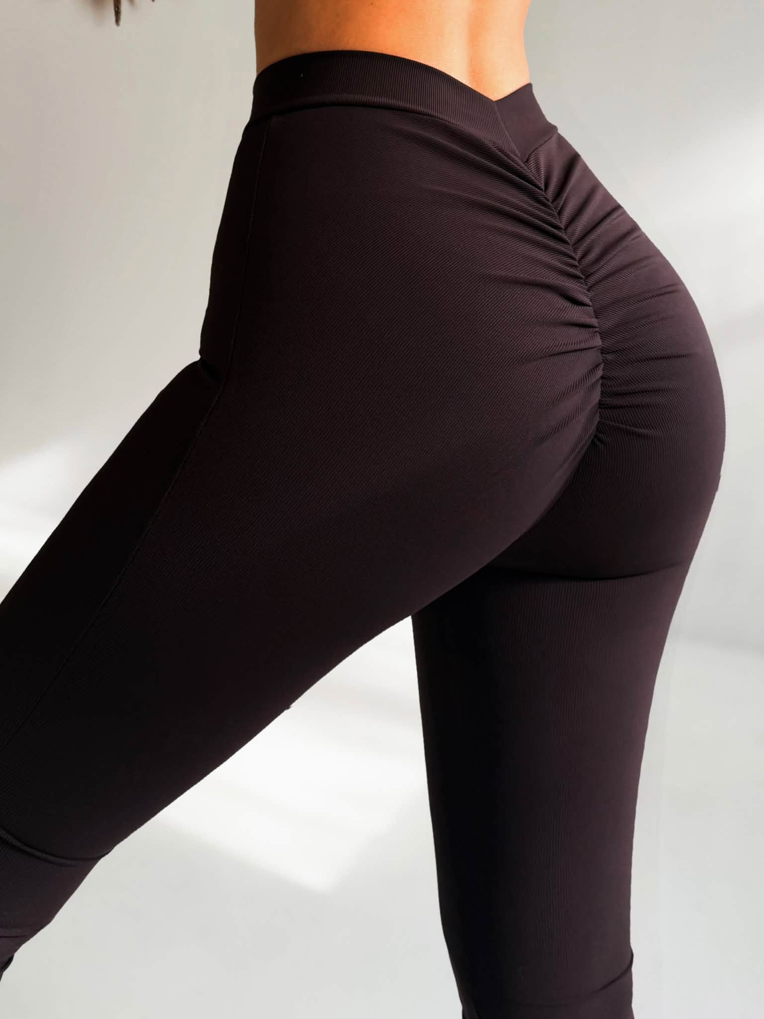 Legginsy z marszczeniem PEACHY M.Tissu czekolada - obrazek 2