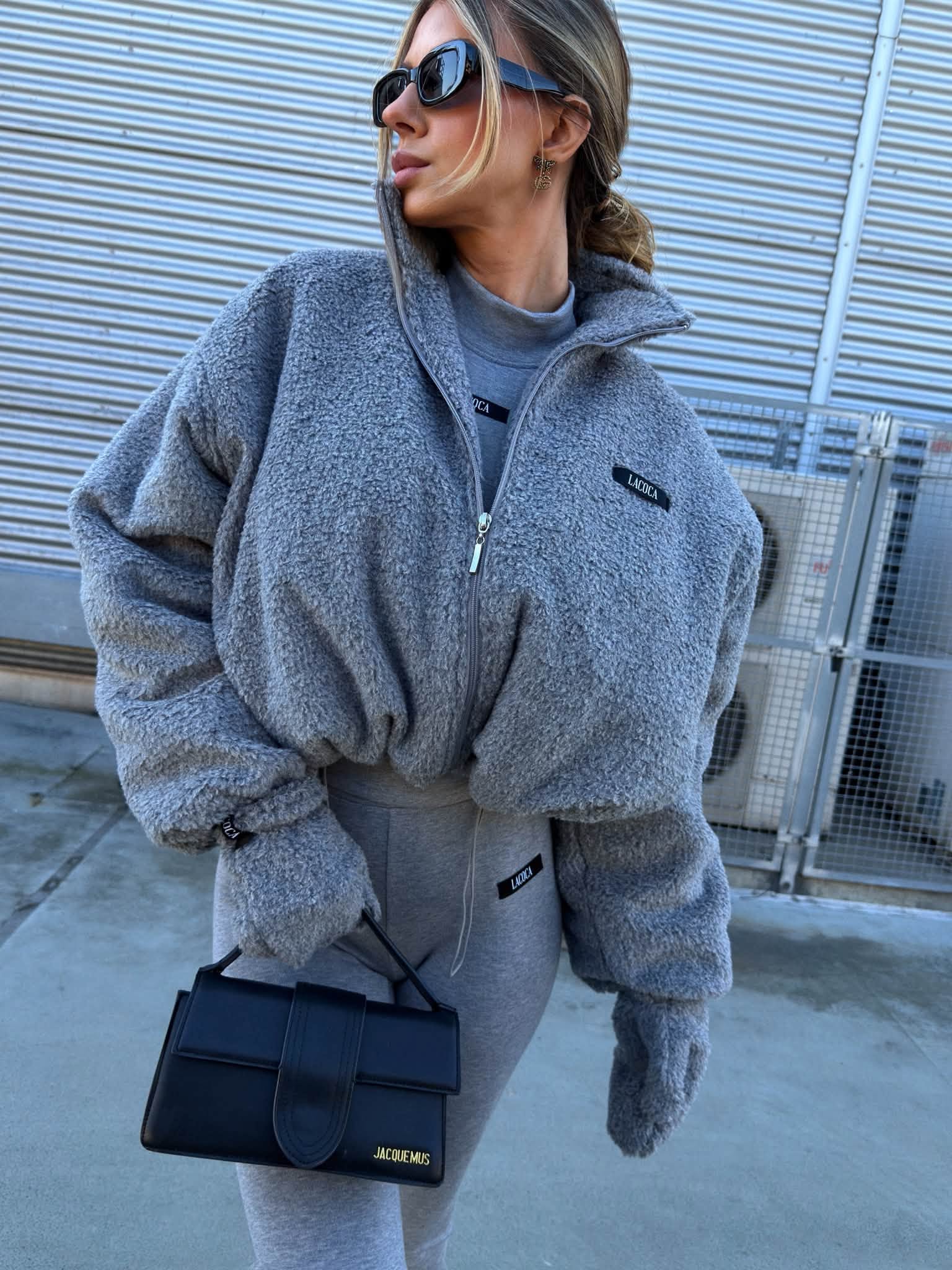 Kurtka TEDDY PUFFER La Coca szara - obrazek 2