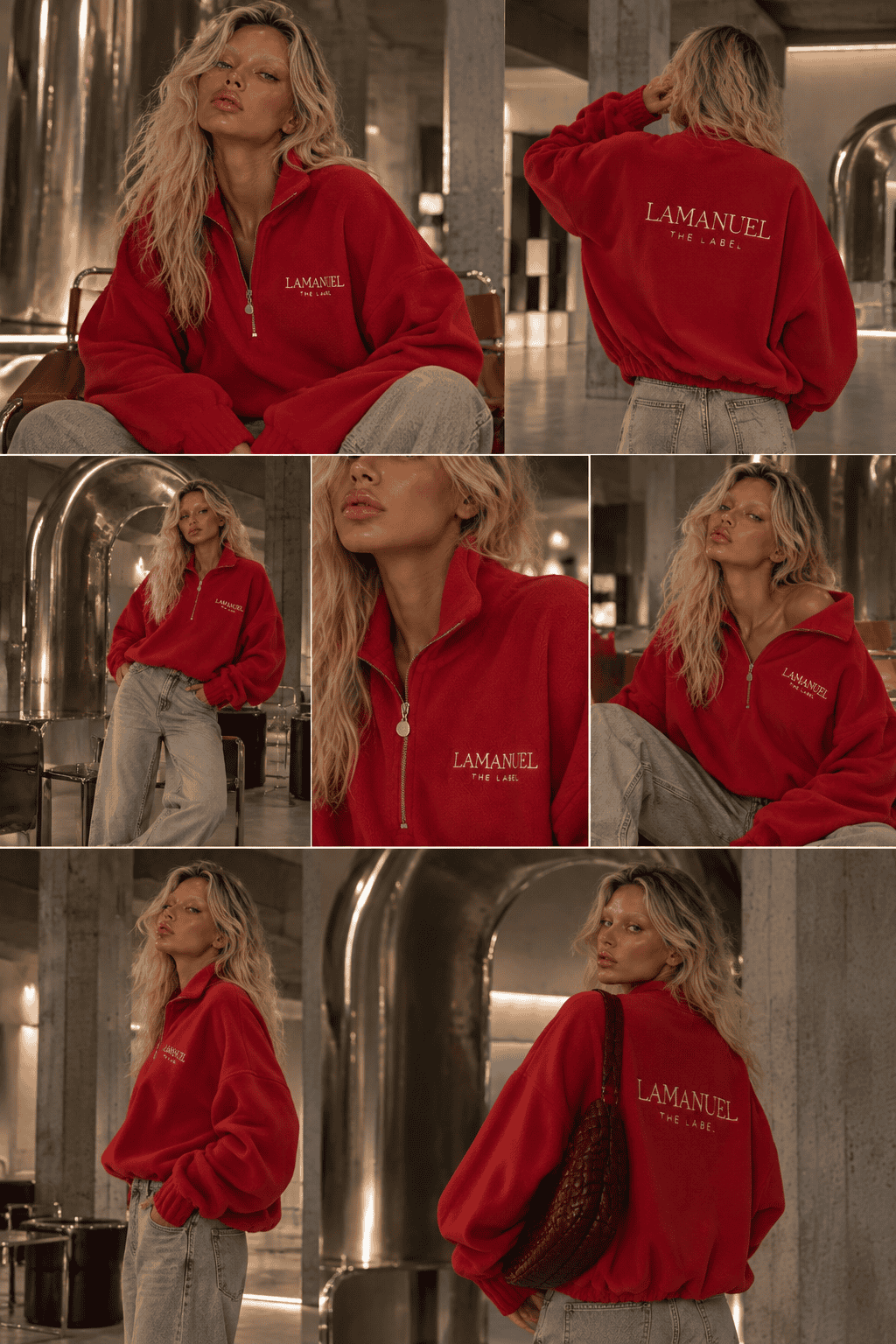 Bluza WARM UP La Manuel czerwona - obrazek 2